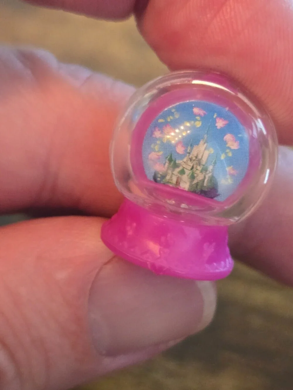 Disney Princess miniature snow globe with a pink base American Girl